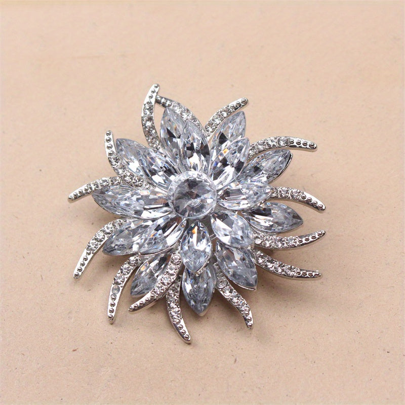 Zarif Rhinestone Brooch: Ayollar kostyumlari va sviterlari uchun mukammal gullar pin, yuqori sifatli nafis korsaj aksessuari