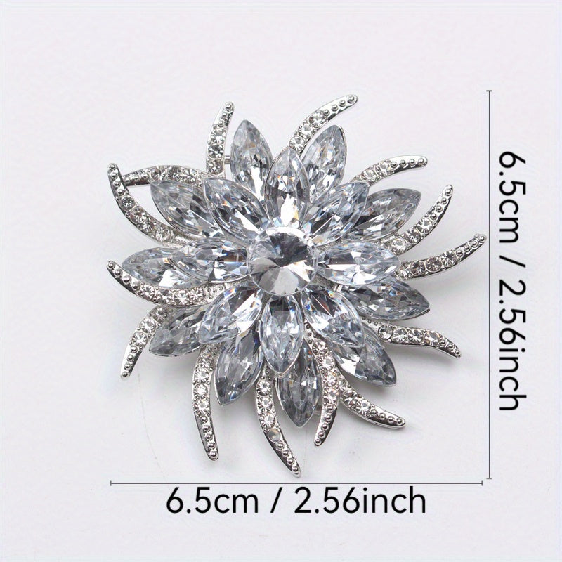 Zarif Rhinestone Brooch: Ayollar kostyumlari va sviterlari uchun mukammal gullar pin, yuqori sifatli nafis korsaj aksessuari