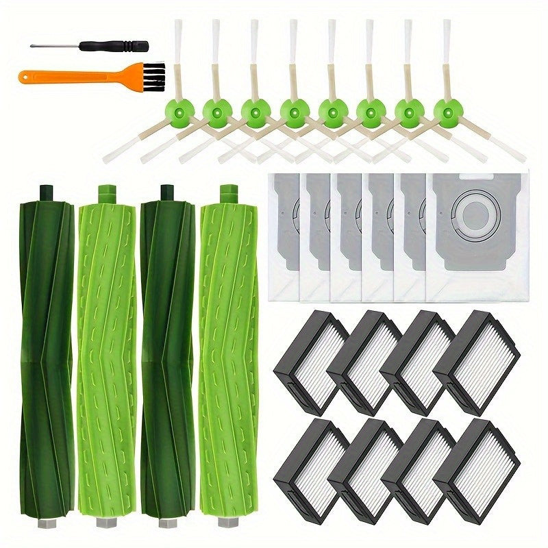 Get the ultimate cleaning experience with the 28-piece vacuum cleaner accessory kit designed for iRobot i3, i3+, i7, i7+, i4, i6, i6+, i8, i8+, E5, E6, E7, J7 Series. This comprehensive kit includes rubber brushes, filters, side brushes, and dust bags