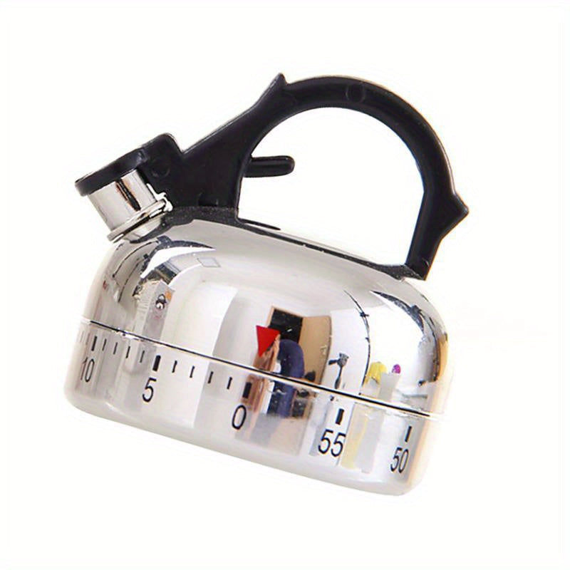 Kitchen Timer Alarm in the Shape of a Mechanical Kettle Clock, Counts Down 60 Minutes with Vintage Kettle Styling Clockwork Timer