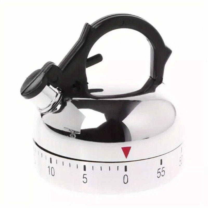 Kitchen Timer Alarm in the Shape of a Mechanical Kettle Clock, Counts Down 60 Minutes with Vintage Kettle Styling Clockwork Timer