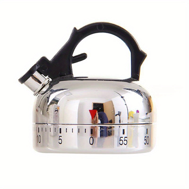 Kitchen Timer Alarm in the Shape of a Mechanical Kettle Clock, Counts Down 60 Minutes with Vintage Kettle Styling Clockwork Timer