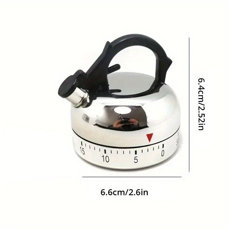 Kitchen Timer Alarm in the Shape of a Mechanical Kettle Clock, Counts Down 60 Minutes with Vintage Kettle Styling Clockwork Timer