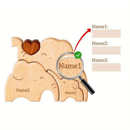 Personalized wooden cat family puzzle with 2-5 names. Ideal gift for family members. High-quality decor and special birthday present.