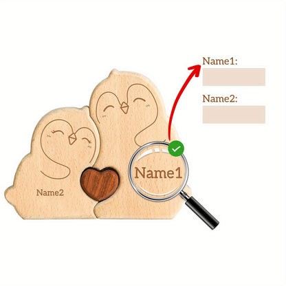 Personalized wooden cat family puzzle with 2-5 names. Ideal gift for family members. High-quality decor and special birthday present.