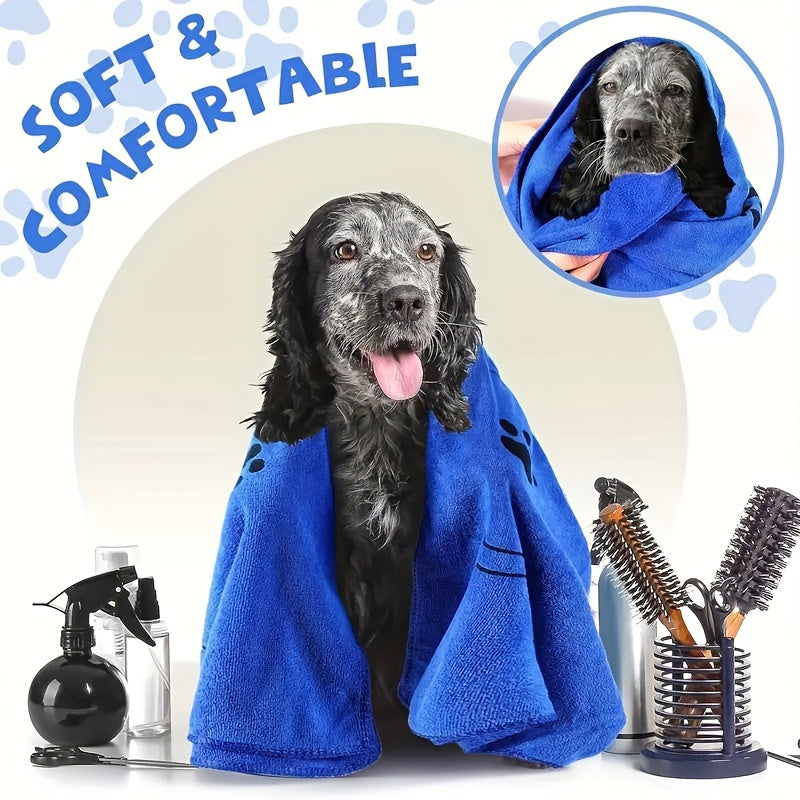 Super absorbent microfiber dog towel for medium to large breeds in gray, quick-drying and soft for pet bathing and grooming.