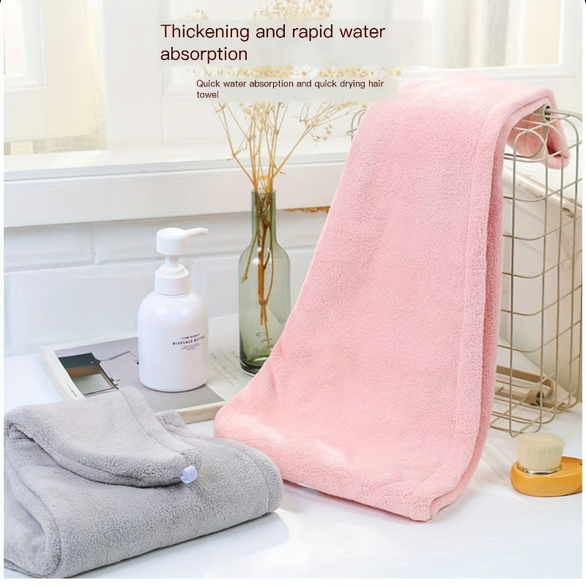 Contemporary geometric pattern dry hair towel made of polyester, fast-drying with high absorbency. Features a space-themed design, suitable for home use in the kitchen or bathroom.