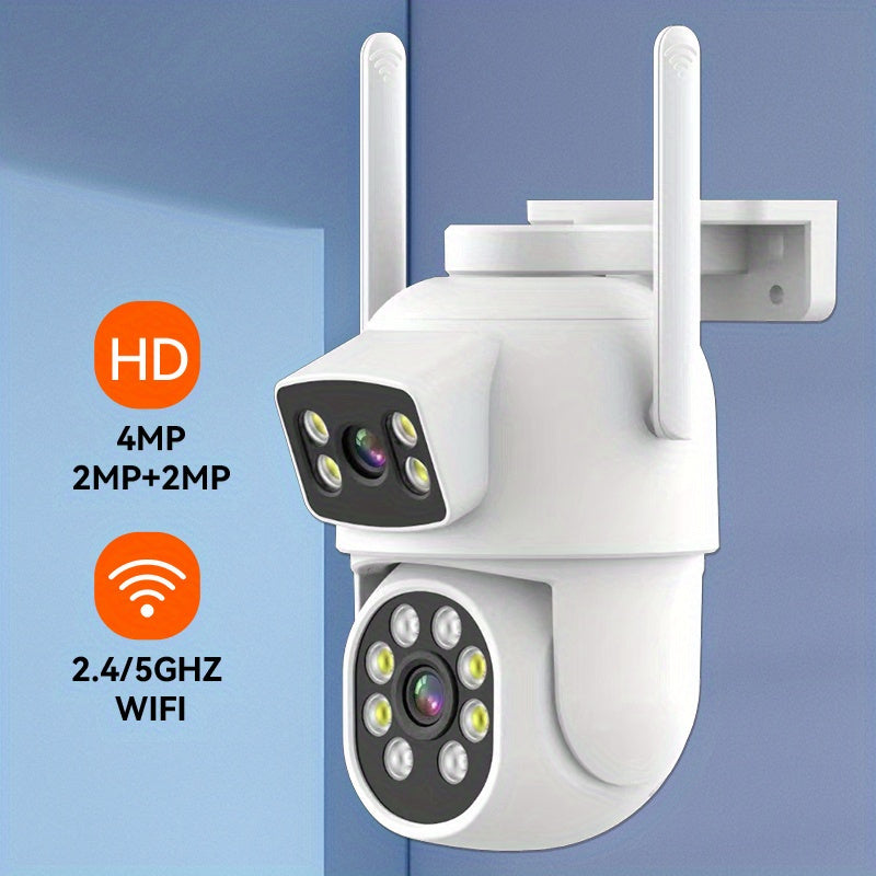 The ZHXINSD Dual Lens WiFi Security Camera offers advanced features for smart home and outdoor surveillance. With AI human detection, 2.4G/5G connectivity, alarm notifications, two-way audio, and USB powered design, this camera ensures comprehensive