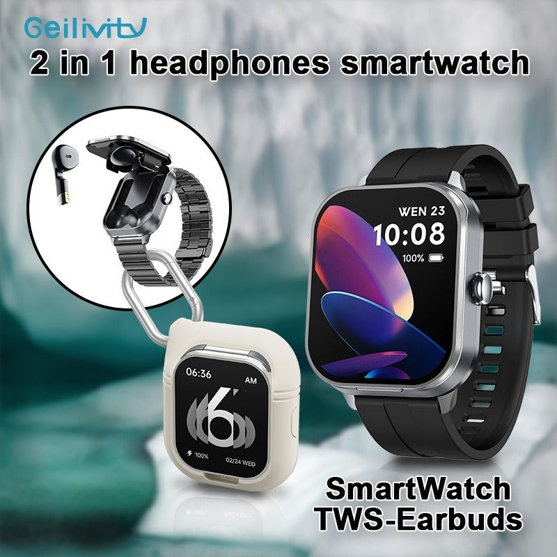 All-in-one smart watch with headphones - call and message alerts, customizable faces, sports modes, high-definition display, long battery life - great gift for all.