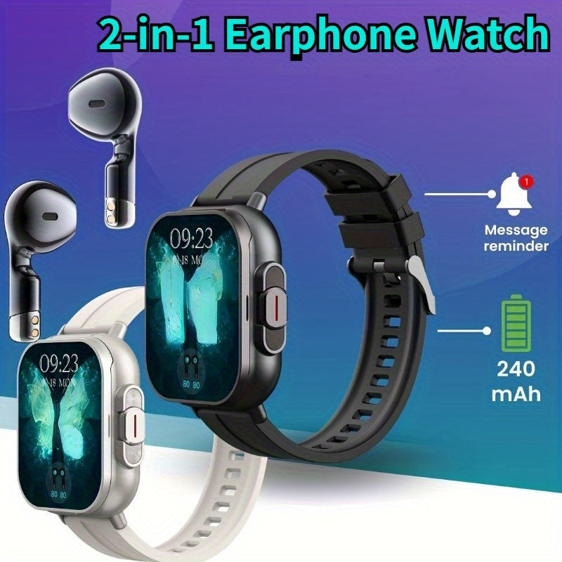 All-in-one smart watch with headphones - call and message alerts, customizable faces, sports modes, high-definition display, long battery life - great gift for all.