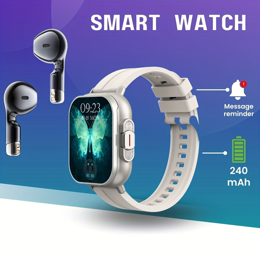 All-in-one smart watch with headphones - call and message alerts, customizable faces, sports modes, high-definition display, long battery life - great gift for all.