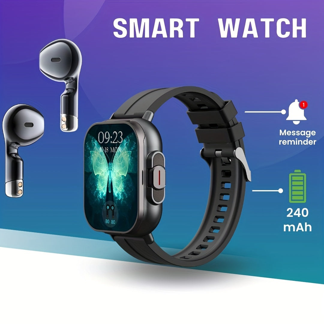 All-in-one smart watch with headphones - call and message alerts, customizable faces, sports modes, high-definition display, long battery life - great gift for all.