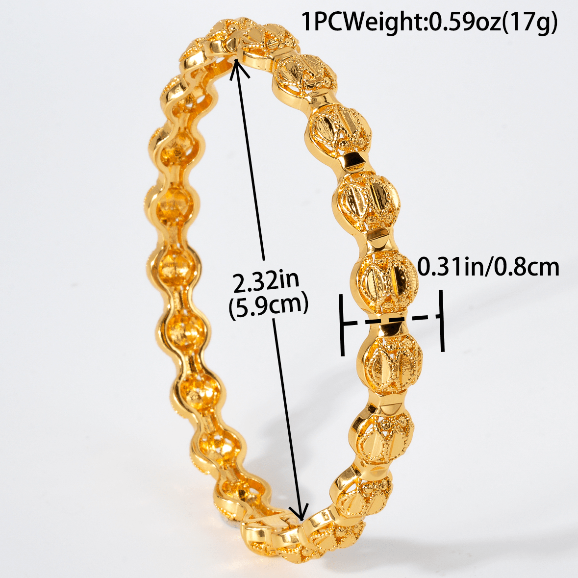 Middle Eastern Style Luxury Golden Ladies Fashion Copper Bracelet Set with 4 pieces - Unique Geometric Carved Round Luxury Jewelry Set, Perfect Romantic Wedding Gift for Mother and Girlfriend.