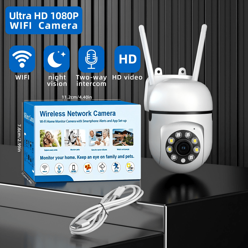 Enhance your home security with the Teruhal 1080P Smart Surveillance Camera. This 2MP HD WiFi indoor camera features advanced features such as auto-tracking, alarm notifications, full-color night vision, AI motion detection, 355° pan, and 90° tilt