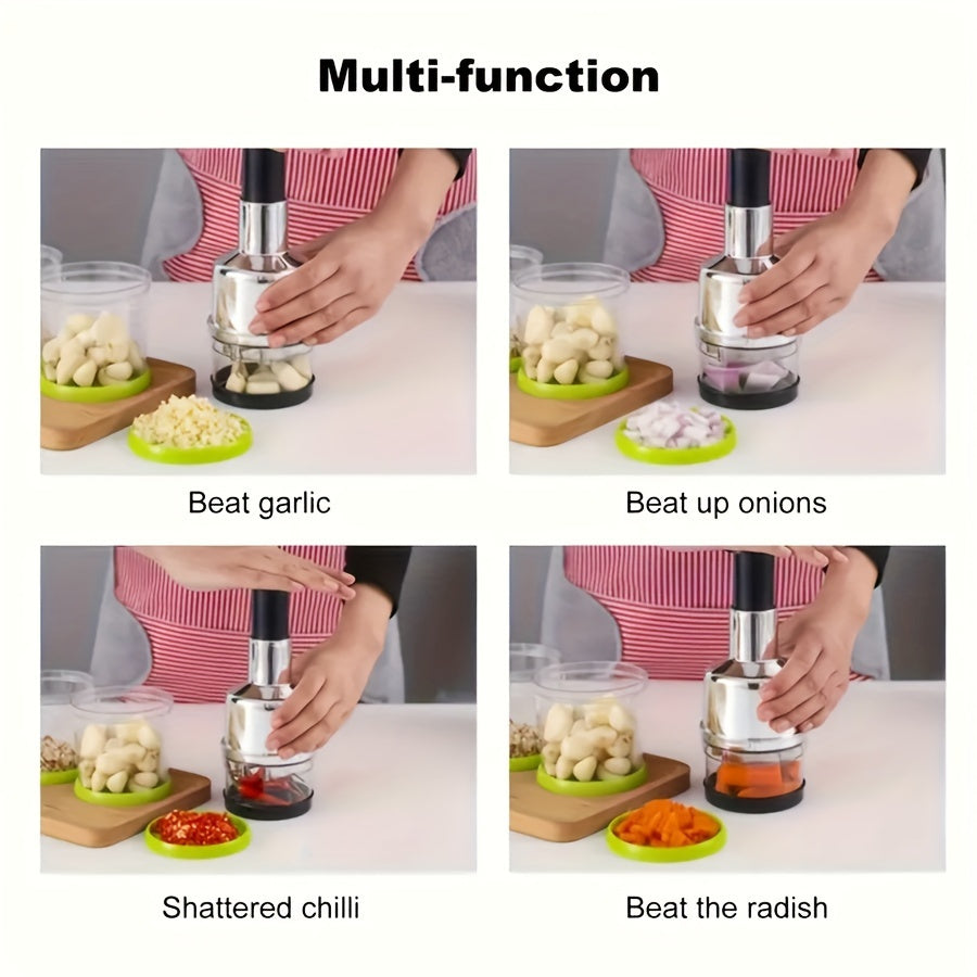 1 piece of Manual Garlic Press and Food Chopper with Vegetable and Onion Slicer, Mini Grinder, Kitchen Tools