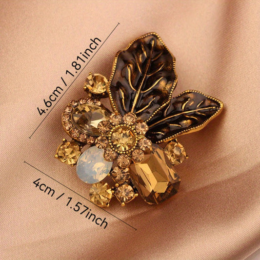 Chic Rhinestone Floral Pin, Unique Design, Opulent Fashion, Multifunctional Item for Women, Perfect for Christmas Presents, Everyday Outfits, Fashion Accessories, and Hat Embellishments.