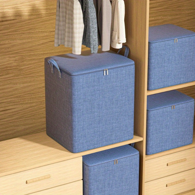 Fabric storage bag with durable handles for clothes and bedding, ideal for organizing luggage, closet, and moving.