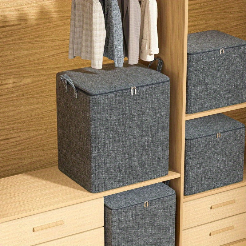 Fabric storage bag with durable handles for clothes and bedding, ideal for organizing luggage, closet, and moving.