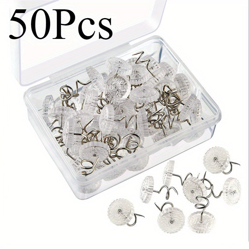 Set of 20/50/100 Stainless Steel Transparent Spiral Pins for securing Bed Skirts and Sofa Covers