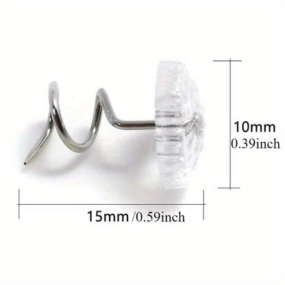 Set of 20/50/100 Stainless Steel Transparent Spiral Pins for securing Bed Skirts and Sofa Covers