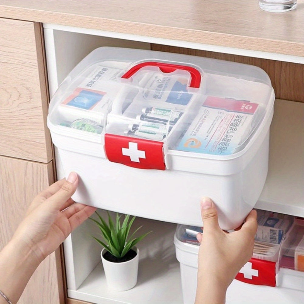 Portable Medicine Organizer with Large Capacity - First Aid Kit with Multiple Compartments for Home, Dorms, and Outdoor Activities