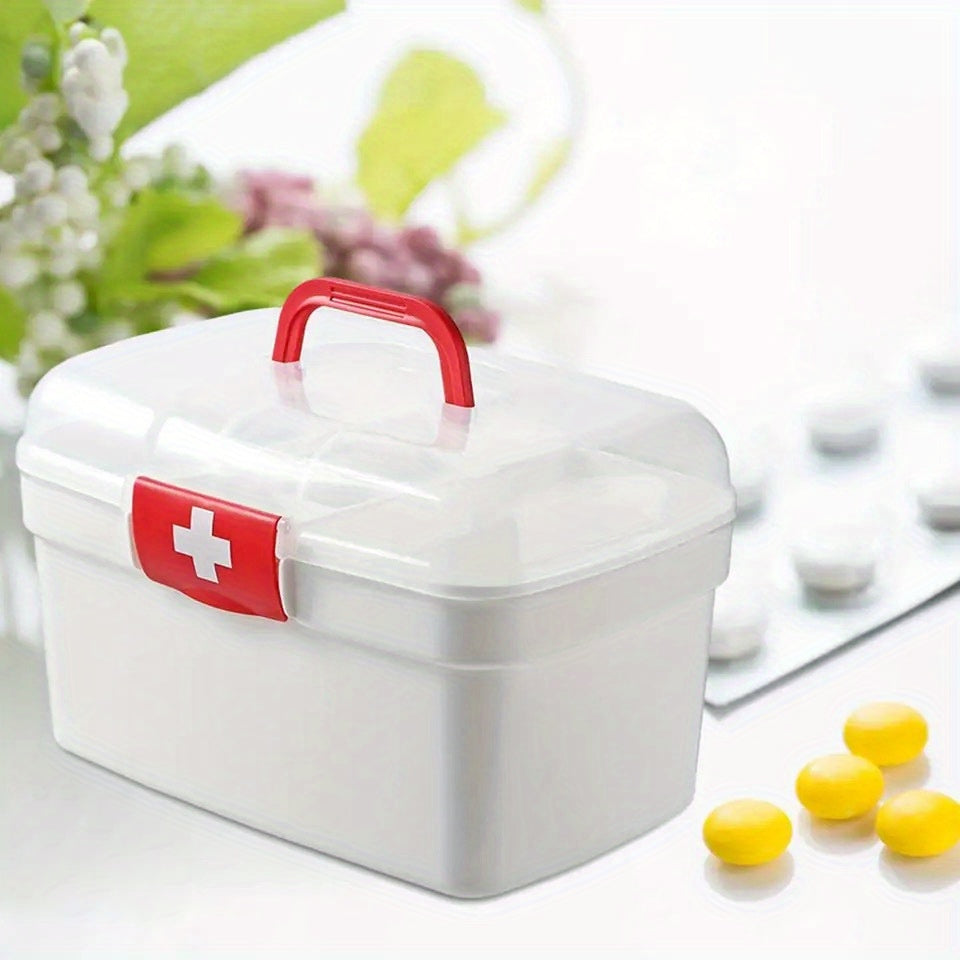 Portable Medicine Organizer with Large Capacity - First Aid Kit with Multiple Compartments for Home, Dorms, and Outdoor Activities