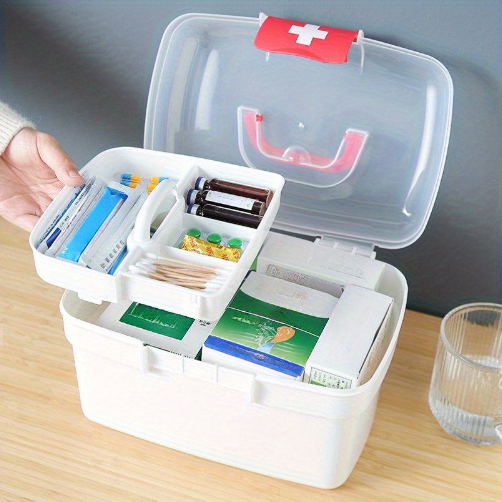 Portable Medicine Organizer with Large Capacity - First Aid Kit with Multiple Compartments for Home, Dorms, and Outdoor Activities