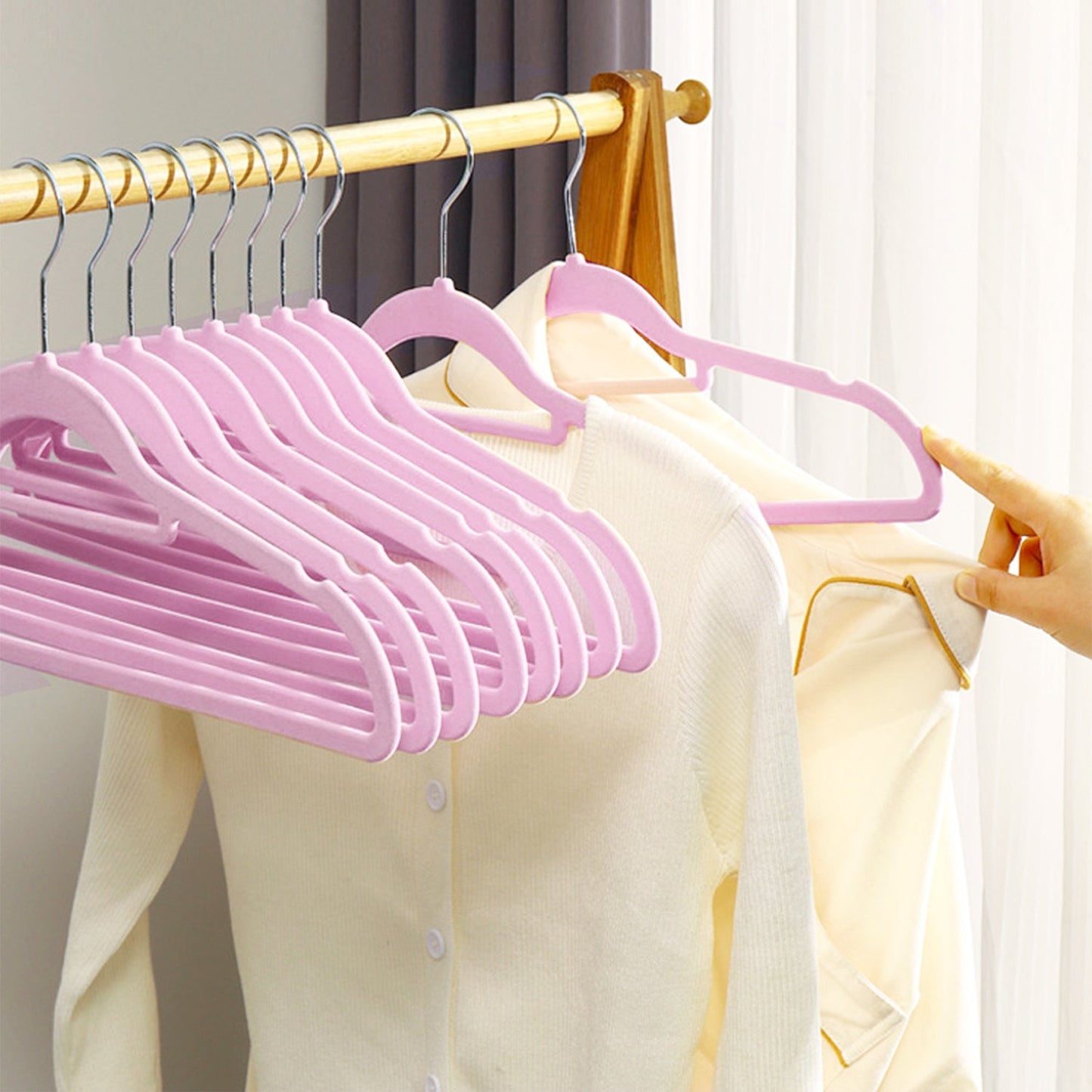 10 velvet clothes hangers - sleek hangers for coats, skirts, and pants that save space and keep your wardrobe organized and durable