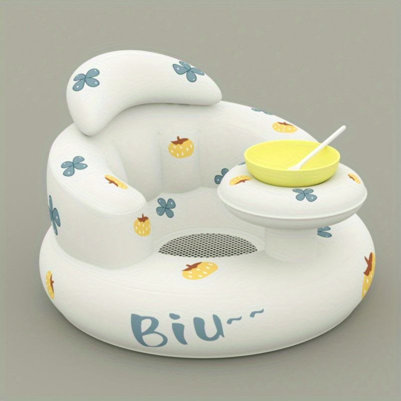 Inflatable Toddler Chair with Activity Center - Baby Bumbo Booster Seat, PVC Material, Ready-to-Use, White Color