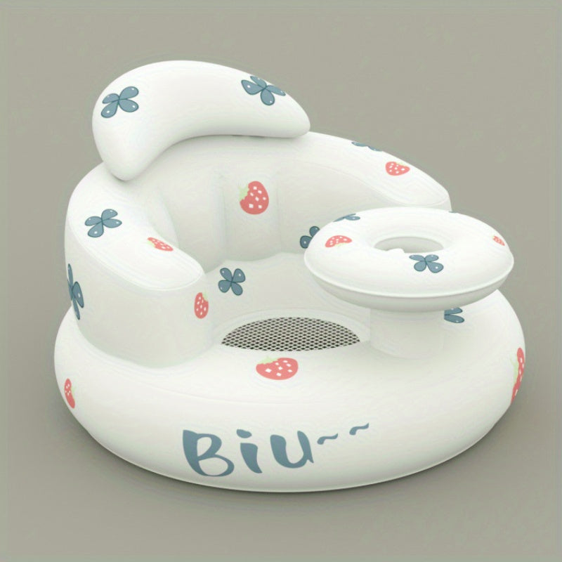 Inflatable Toddler Chair with Activity Center - Baby Bumbo Booster Seat, PVC Material, Ready-to-Use, White Color