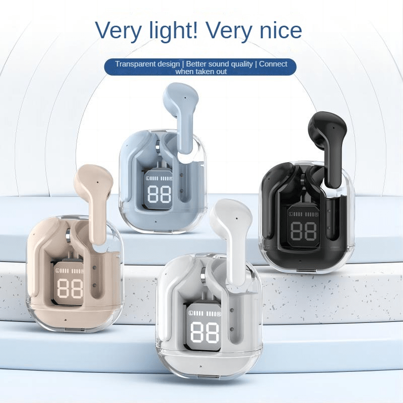 New Transparent Wireless In-Ear Music Headphones with Touch Control and Transparent Charging Case. Ideal for Men and Women. Perfect for Running, Exercise, Cycling. Great Festival Gift