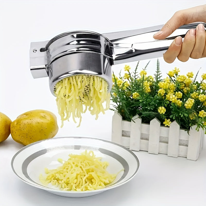 Stainless Steel 3-in-1 Potato Puree Press and Lemon Juicer with Non-Slip Handle - Multi-Function Kitchen Tool for Mashing Potatoes, Juicing Lemons, and Crushing Vegetables