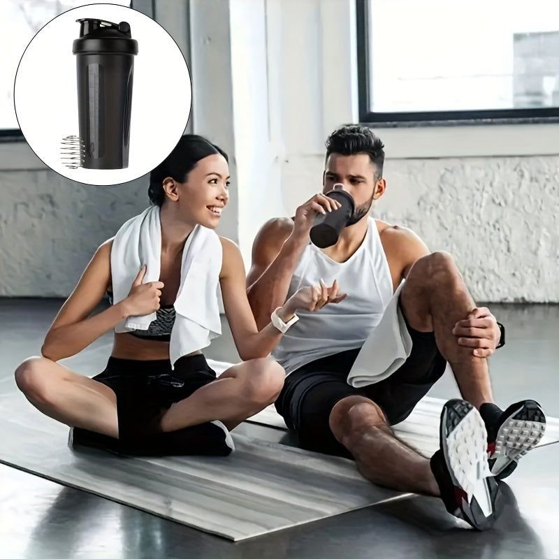 FitnessPro Protein Shake Bottle: Rectangular sports water bottle, PVC-free, hand wash only, no batteries required, for workout supplements and summer hydration.