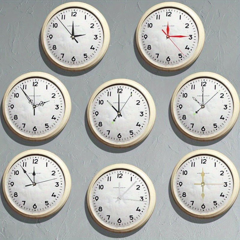 DIY Clock Repair Kit with 54 pieces, including 6 quartz movements and 24 hands. Made of plastic. Assembly required for wall clock mechanism and unique decor.