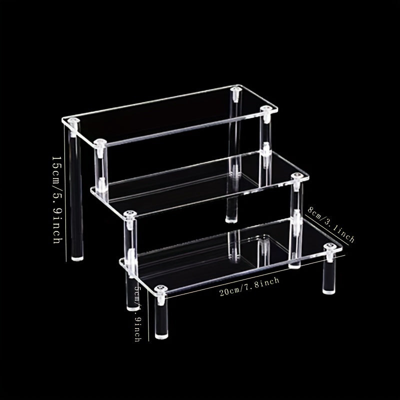 Handcrafted Transparent Acrylic Ladder Shelf - Multi-Tier Display Stand for Cosmetics & Jewelry, Versatile Tabletop Organizer with No Assembly Needed