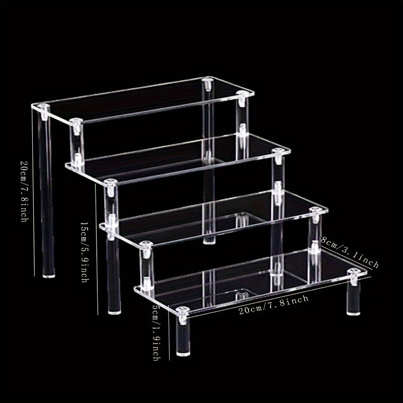 Handcrafted Transparent Acrylic Ladder Shelf - Multi-Tier Display Stand for Cosmetics & Jewelry, Versatile Tabletop Organizer with No Assembly Needed