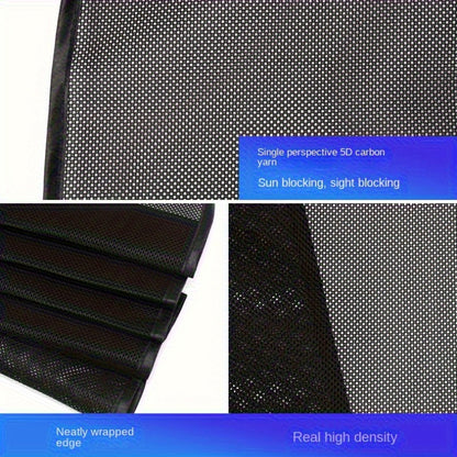 4pcs Black Polyester Knitted Sunshade Panels with Magnetic Accessories for Vehicle Protection - Modern Car Accessory with Knitted Texture.