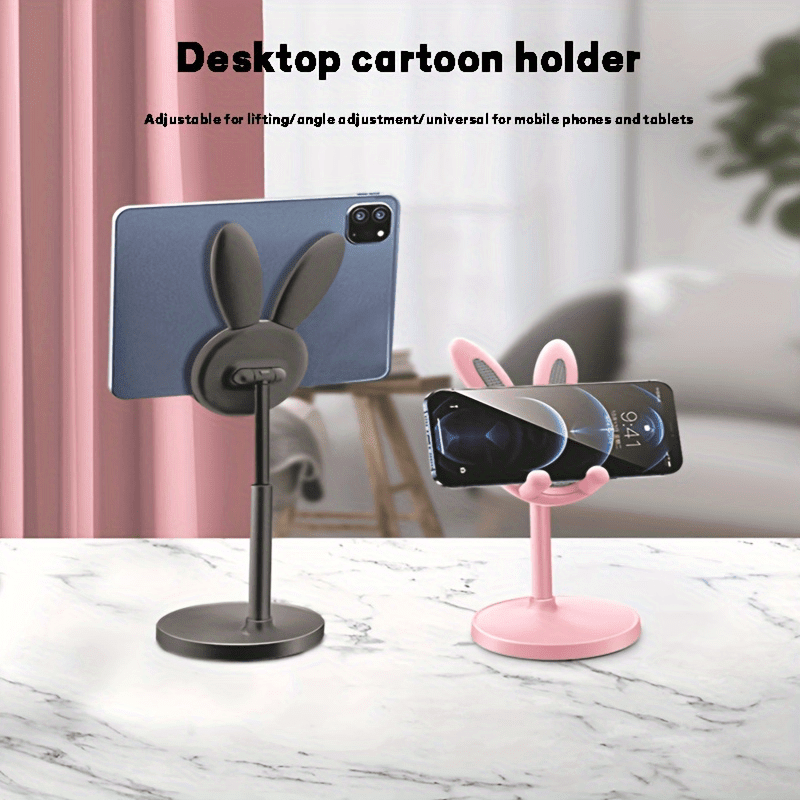 Flexible desktop holder for phones and tablets, made of ABS material, with adjustable height and viewing angle for home and office use.