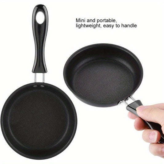 Non-stick Egg Frying Pan made of Stainless Steel with Handle - Heat Resistant, Portable Skillet for Gas & Induction Stoves - Ideal for Camping & Home Cooking