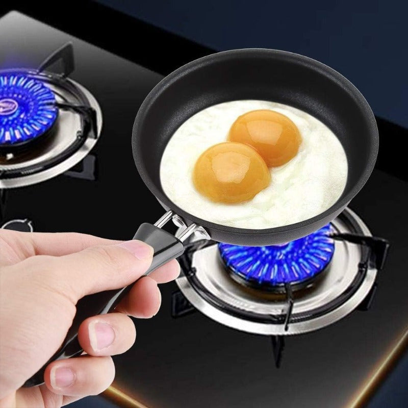 Non-stick Egg Frying Pan made of Stainless Steel with Handle - Heat Resistant, Portable Skillet for Gas & Induction Stoves - Ideal for Camping & Home Cooking