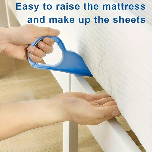 Blue Ergonomic Bed Sheet and Bed Skirt Tuckers made from durable plastic, designed for easy insertion into all corners. Can be hand washed only.