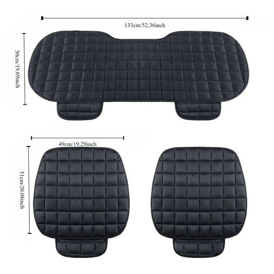 3-piece thick warm car seat cushion set for autumn and winter, without backrest