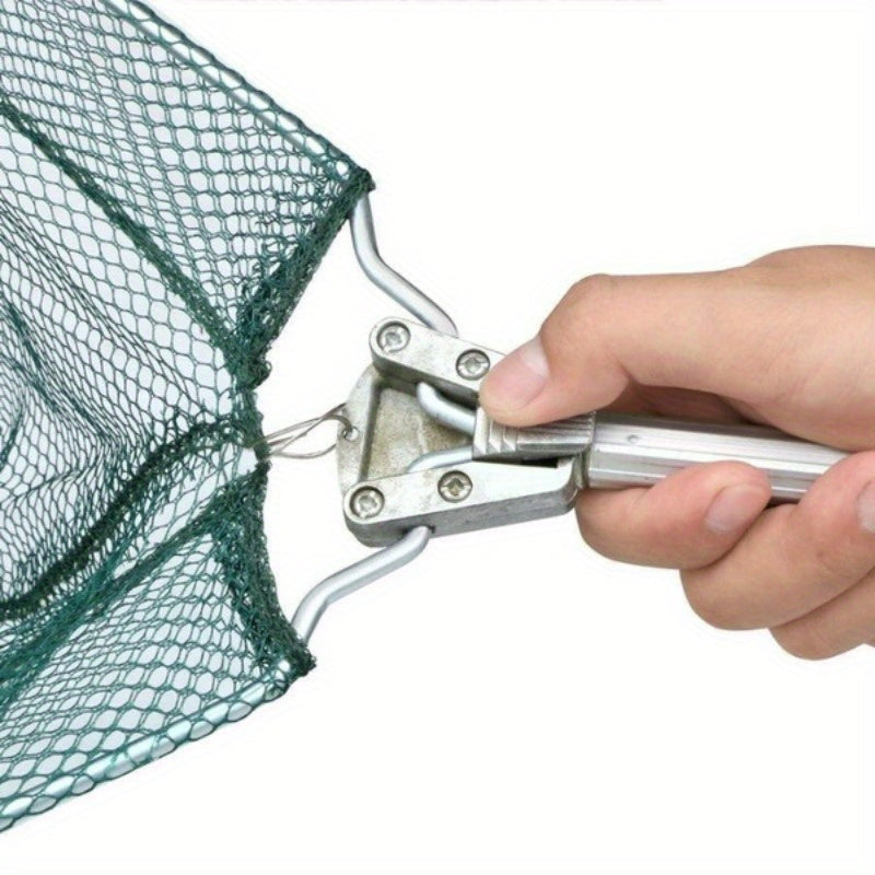 Portable collapsible fishing net with telescopic handle, essential for freshwater and saltwater fishing.