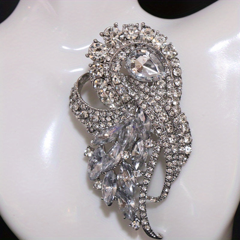 Luxurious and Elegant Rhinestone Brooch Pin - Chic Sparkle, Unique Irregular Shape, Perfect for Women's Fashion Accessories