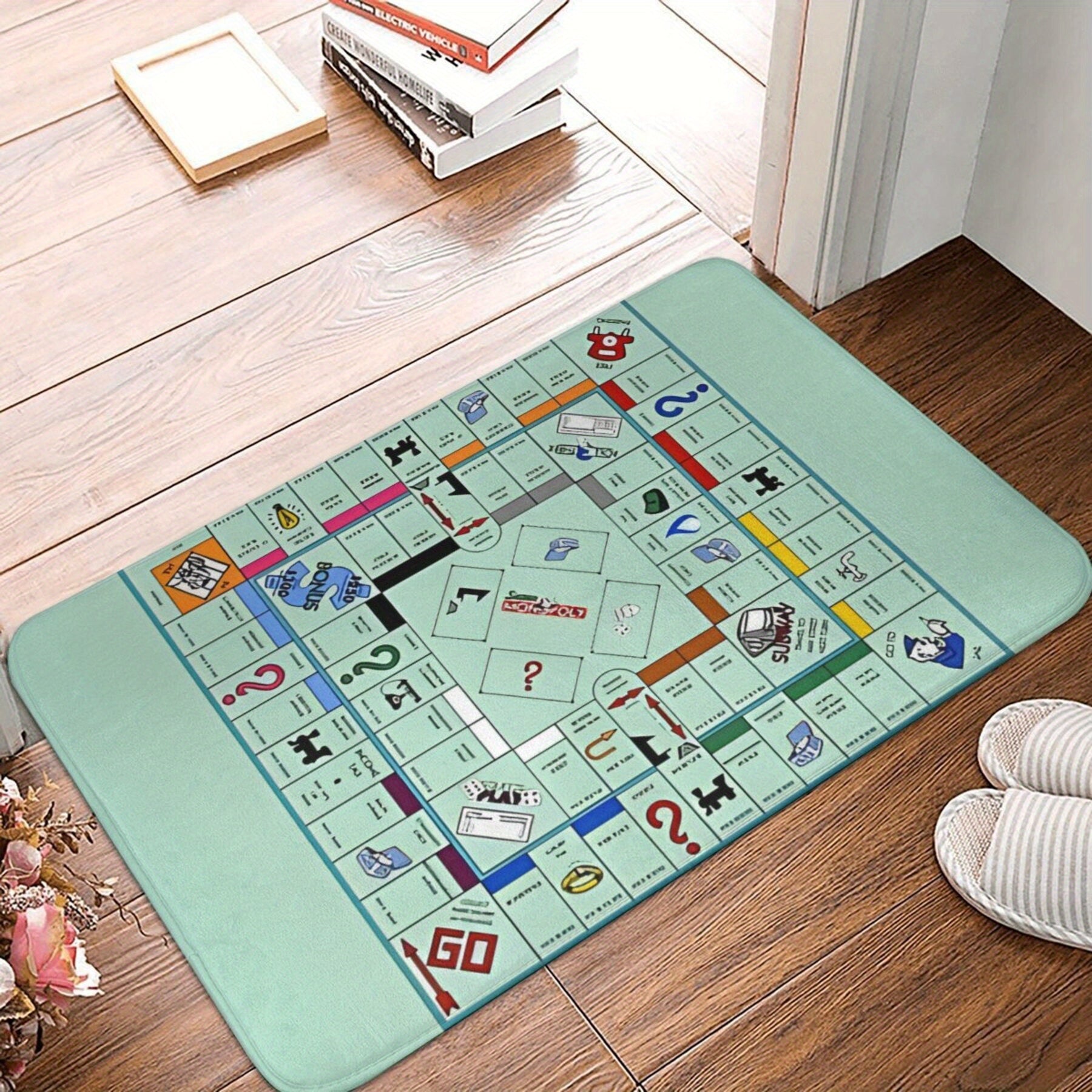 Anti-Slip Doormat Inspired by Board Games - Easy to Clean, Lightweight Polyester Rug Perfect for Living Room, Bedroom, and Hallway Decoration