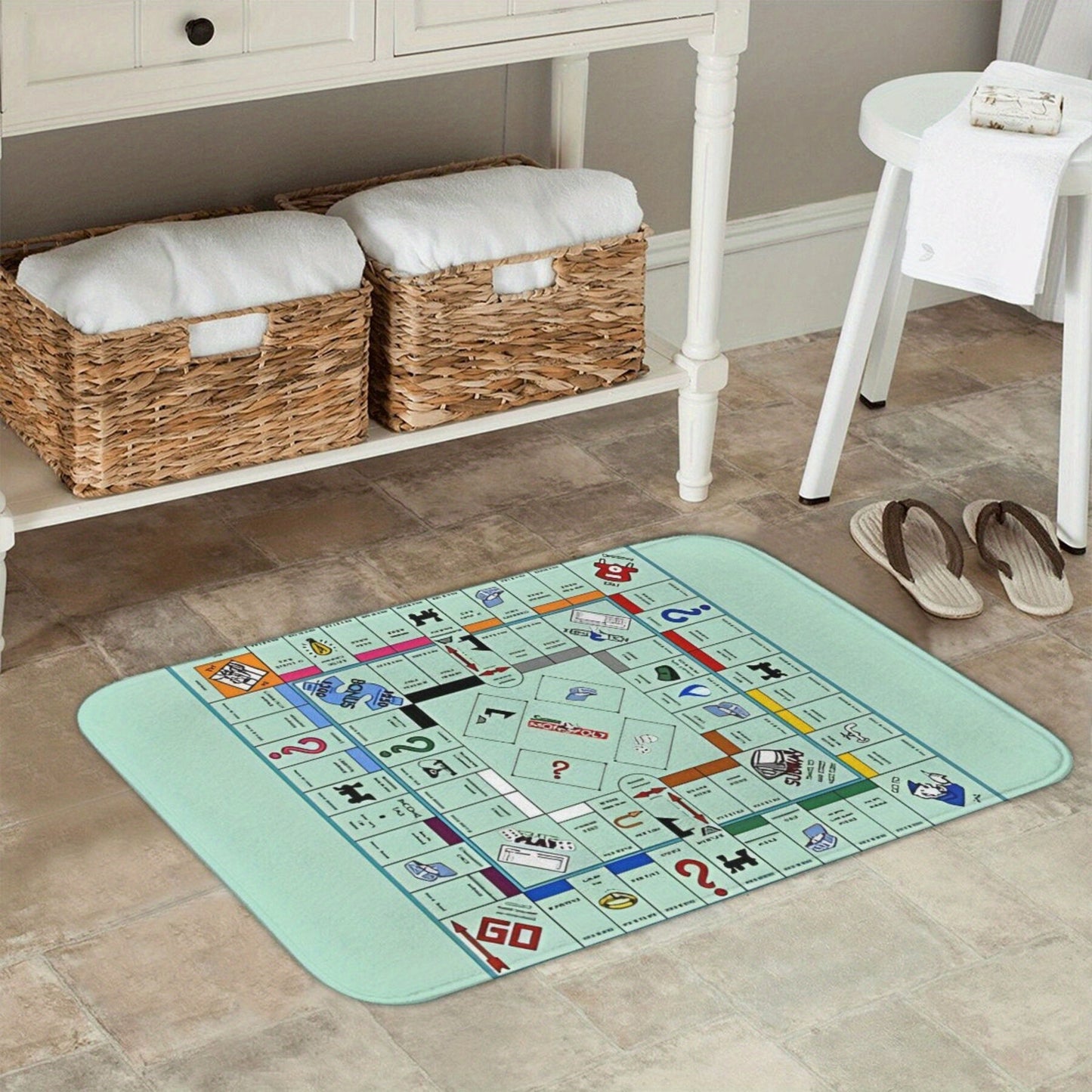 Anti-Slip Doormat Inspired by Board Games - Easy to Clean, Lightweight Polyester Rug Perfect for Living Room, Bedroom, and Hallway Decoration