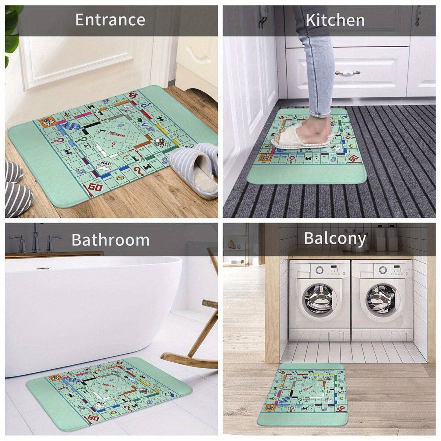 Anti-Slip Doormat Inspired by Board Games - Easy to Clean, Lightweight Polyester Rug Perfect for Living Room, Bedroom, and Hallway Decoration