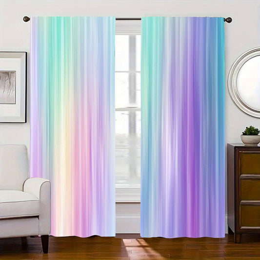 Enhance the look of your bedroom, living room, or home decor with this vibrant 2-piece set of psychedelic gradient curtains. Featuring a rod pocket design for easy installation, these curtains will add a pop of color and style to any space.