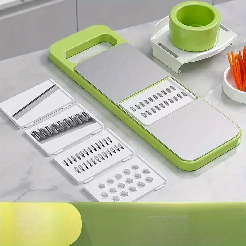 Handheld Multi-Function Mandoline Slicer Set with Interchangeable Stainless Steel Blades - Perfect for Vegetable Cutting, Julienne Shredding, and Cheese Grating in the Kitchen - Convenient Food Prep Tool with Less Than 1L Capacity