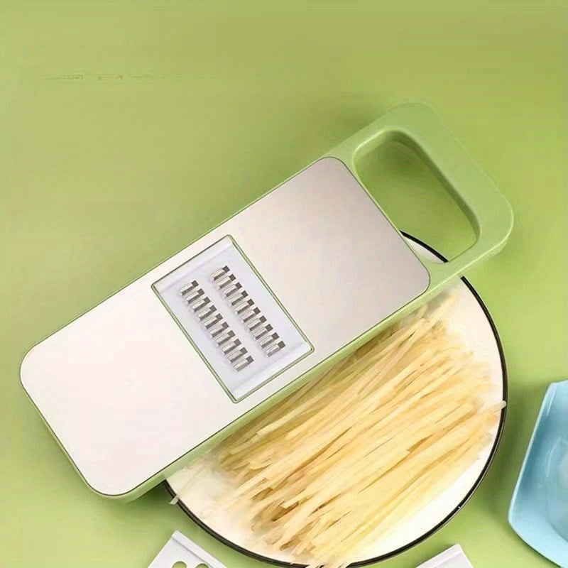 Handheld Multi-Function Mandoline Slicer Set with Interchangeable Stainless Steel Blades - Perfect for Vegetable Cutting, Julienne Shredding, and Cheese Grating in the Kitchen - Convenient Food Prep Tool with Less Than 1L Capacity